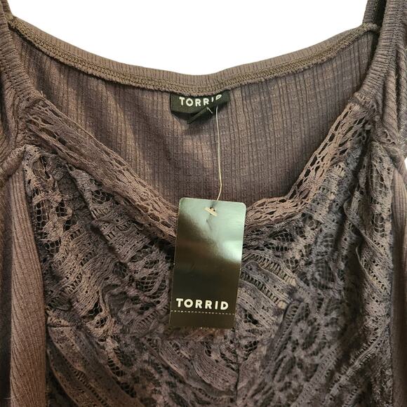 Torrid Textured Jersey Square Neck Flutter Sleeve Babydoll Blouse Periscope 2X - Picture 7 of 10